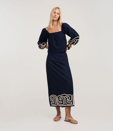 Blusa Corta Hombro a Hombro con Bordado en Cuerda 2