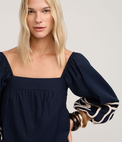 Blusa Corta Hombro a Hombro con Bordado en Cuerda 3