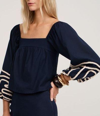 Blusa Corta Hombro a Hombro con Bordado en Cuerda 4