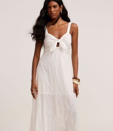 Vestido Evasê Largo en Laise con Lazo en el Escote