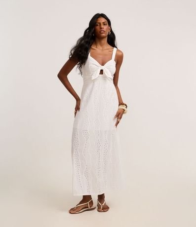 Vestido Evasê Largo en Laise con Lazo en el Escote 2