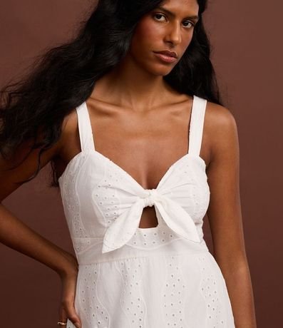 Vestido Evasê Largo en Laise con Lazo en el Escote 5