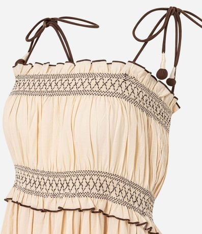 Vestido Largo en Algodón con Bordado y Lastex en el Busto 8