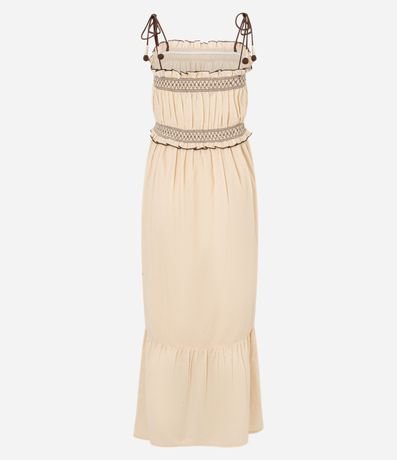 Vestido Largo en Algodón con Bordado y Lastex en el Busto 9