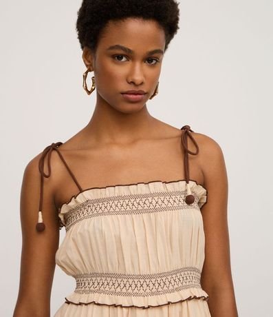 Vestido Largo en Algodón con Bordado y Lastex en el Busto 3