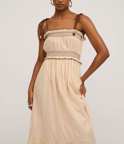 Vestido Largo en Algodón con Bordado y Lastex en el Busto 4