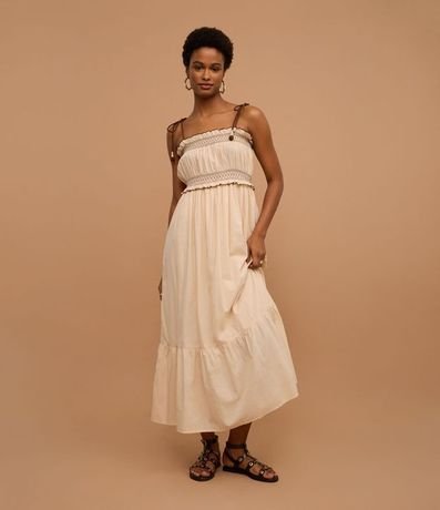 Vestido Largo en Algodón con Bordado y Lastex en el Busto 5