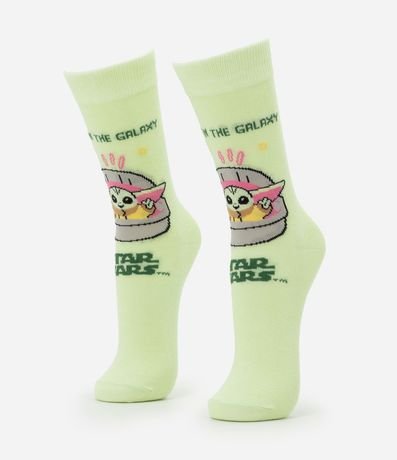 Media Caña Larga en Algodón con Estampa Baby Yoda
