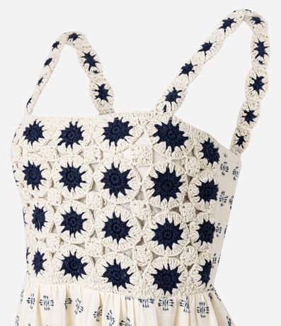 Vestido Evasê con Busto en efecto Ganchillo y Estampa Abstracta 7