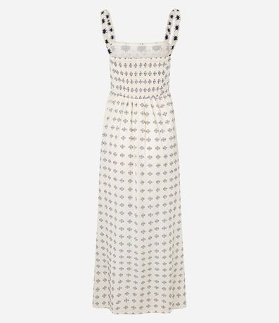 Vestido Evasê con Busto en efecto Ganchillo y Estampa Abstracta 8