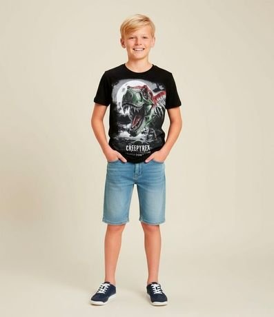 Bermuda Recta Infantil en Jeans con Cintura Elástica - Talle 5 a 14 años