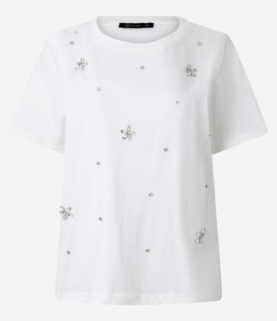 Blusa en Algodón con Flores de Strass 5