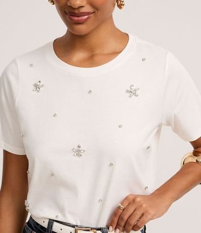 Blusa en Algodón con Flores de Strass 4