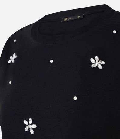 Blusa en Algodón con Flores de Strass 6
