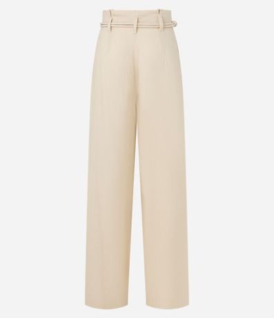Pantalón Pantalona en Viscolino con Cinturón de Cordas con Hebilla de Adornos 7