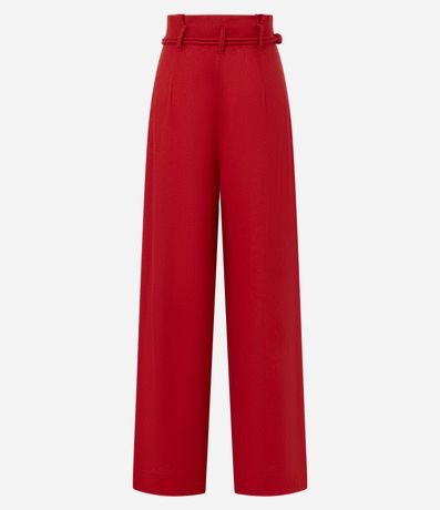 Pantalón Pantalona en Viscolino con Cinturón de Cordas con Hebilla de Adornos 7