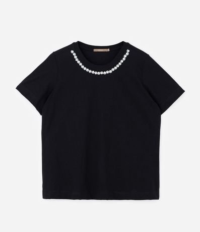Blusa con Aplicación de Perlas y Strass en el Cuello Curve & Plus Size 4