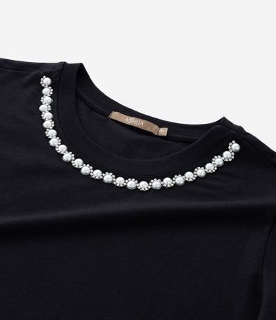 Blusa con Aplicación de Perlas y Strass en el Cuello Curve & Plus Size 7