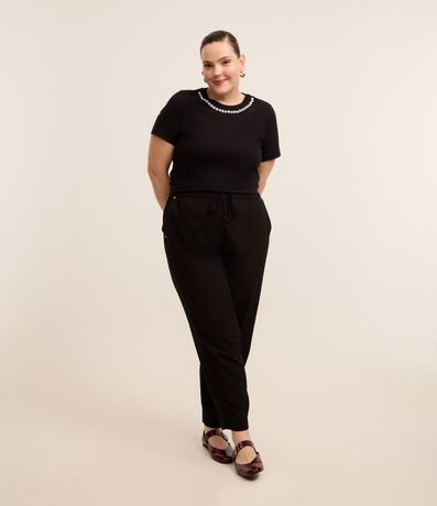 Blusa con Aplicación de Perlas y Strass en el Cuello Curve & Plus Size 2