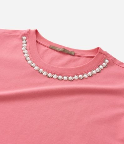 Blusa con Aplicación de Perlas y Strass en el Cuello Curve & Plus Size 6