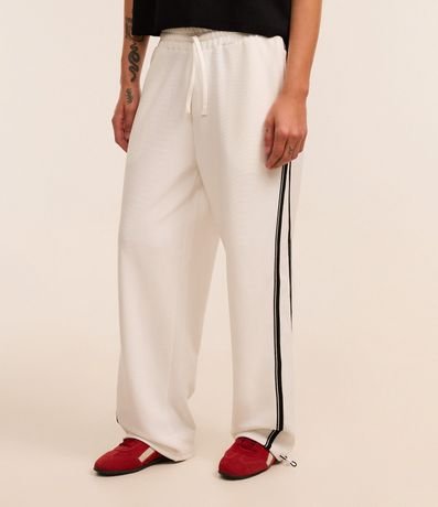 Pantalón Wide Leg en Helanca con Raya Lateral y Ajuste en la Bajo 2