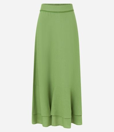 Pollera Long Midi en Viscolino con Abalorios en la Cintura y Volado Doble 6