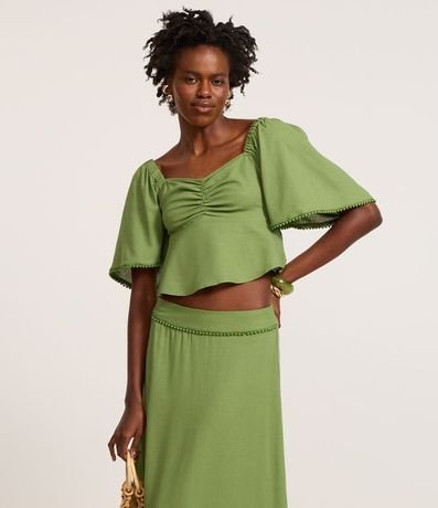 Pollera Long Midi en Viscolino con Abalorios en la Cintura y Volado Doble 3