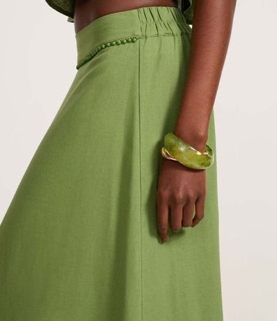 Pollera Long Midi en Viscolino con Abalorios en la Cintura y Volado Doble 5