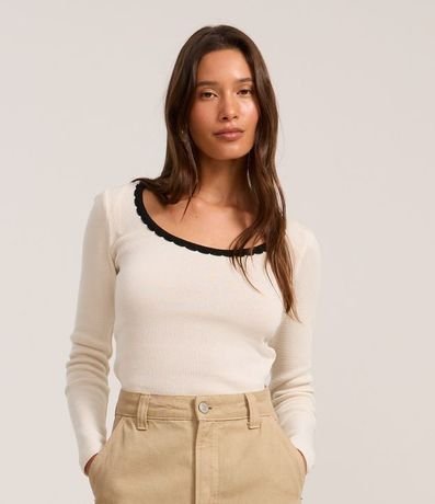 Blusa en Punto con Acabado Contrastante