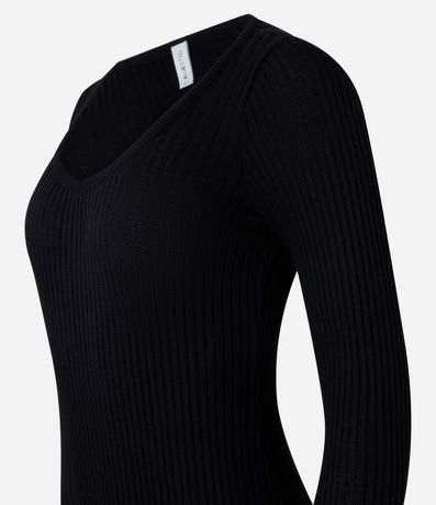 Vestido Long Midi en Punto con Textura y Fenda 7