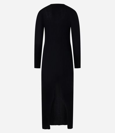Vestido Long Midi en Punto con Textura y Fenda 8