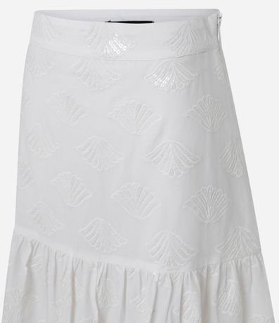 Pollera Evasê Midi en Laise con Superposición y Bordado 9