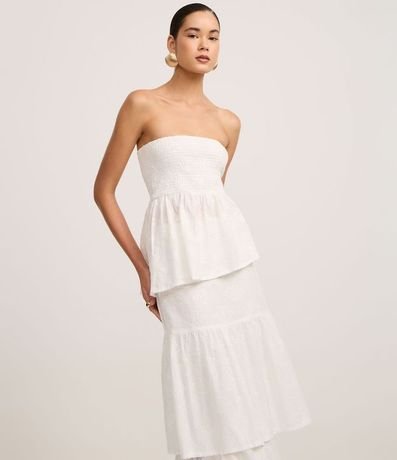 Pollera Evasê Midi en Laise con Superposición y Bordado 2