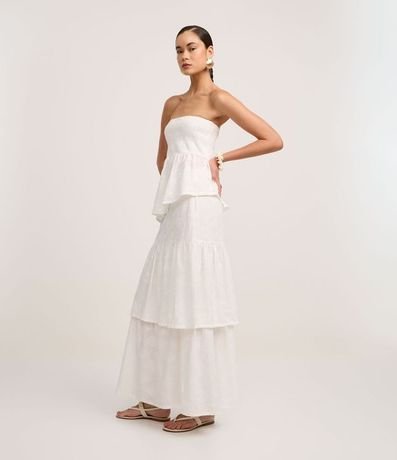 Pollera Evasê Midi en Laise con Superposición y Bordado 5