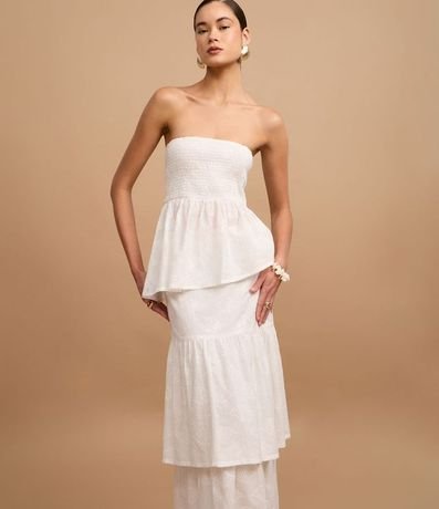 Pollera Evasê Midi en Laise con Superposición y Bordado 7