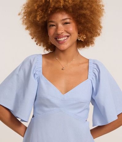 Vestido Evasê corto en Viscolino con Recorte Cutout en la Cintura 3