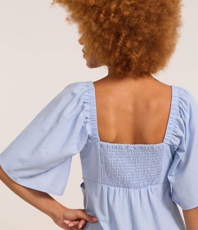 Vestido Evasê corto en Viscolino con Recorte Cutout en la Cintura 4