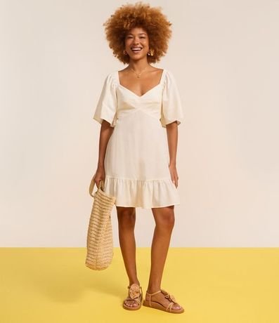 Vestido Evasê corto en Viscolino con Recorte Cutout en la Cintura 5