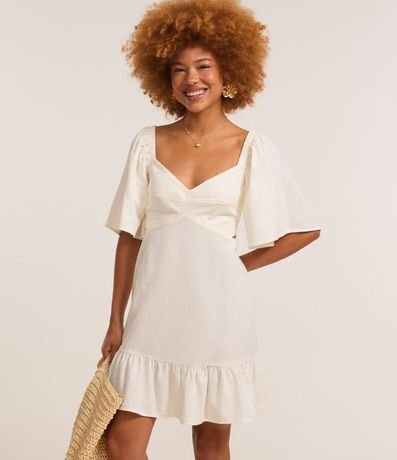 Vestido Evasê corto en Viscolino con Recorte Cutout en la Cintura