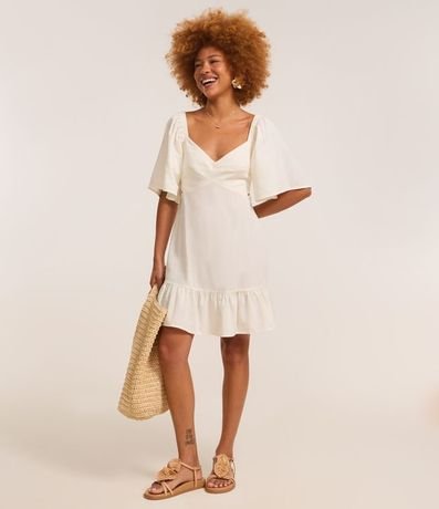 Vestido Evasê corto en Viscolino con Recorte Cutout en la Cintura 2