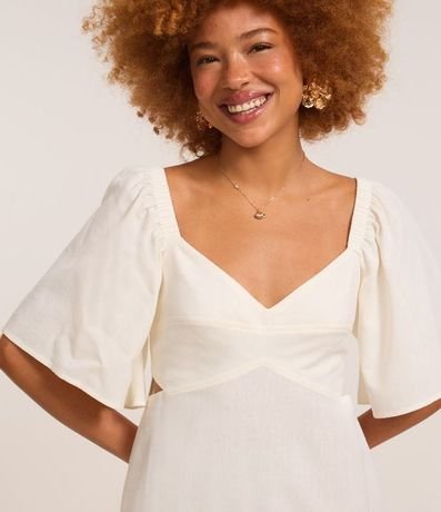 Vestido Evasê corto en Viscolino con Recorte Cutout en la Cintura 3