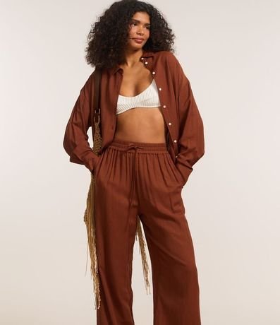 Pantalón Recto Fluida en Cambraia con Cintura Elástica 2