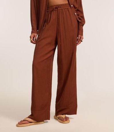Pantalón Recto Fluida en Cambraia con Cintura Elástica 3