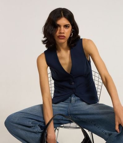 Chaleco Alargado en Sastrería con Botones Delanteros