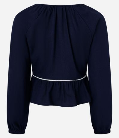 Blusa en Viscolino con Bies Contrastante y Bajo de Volado 7