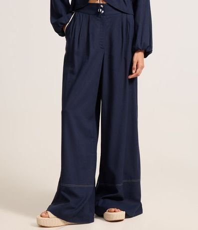 Pantalón Pantalona en Viscosa y Lino con Bajo Larga 3
