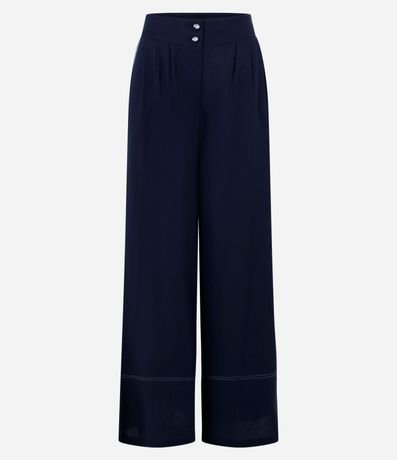 Pantalón Pantalona en Viscosa y Lino con Bajo Larga 7