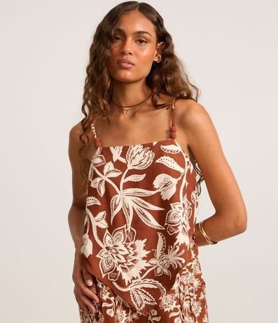 Blusa en Viscolino con Estampa Floral y Bajo con Punta 3