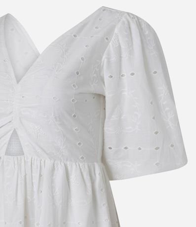 Vestido Recto Largo en Laise con Furos y Bordado de Follaje 6