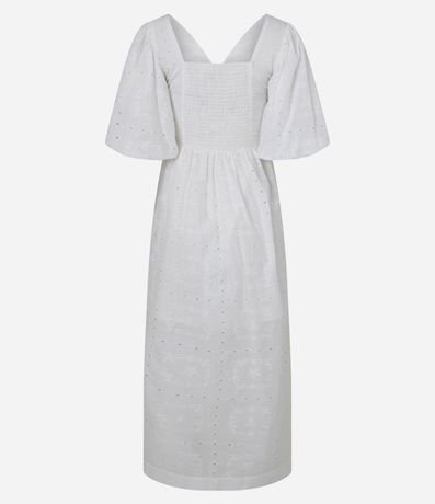 Vestido Recto Largo en Laise con Furos y Bordado de Follaje 7